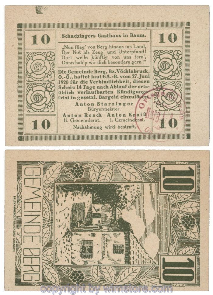 Berg, G0081a, 10 Heller, Gemst., violett; 1