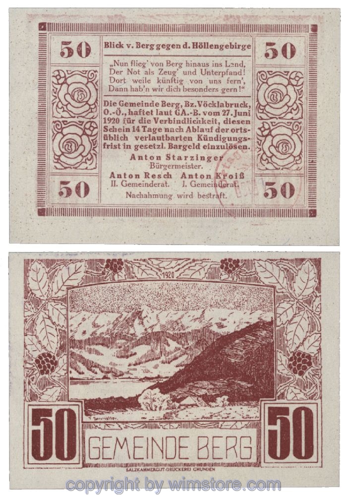 Berg, G0081a, 50 Heller, Gemst., violett; 1
