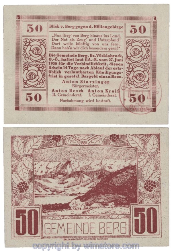 Berg, G0081a, 50 Heller, Gemst., violett; 1-