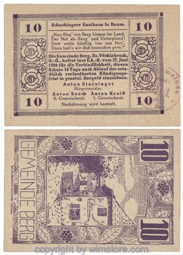 sn101555 Berg, G0081b, 10 Heller, Gemst., violett; 1-