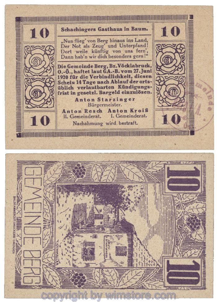 Berg, G0081b, 10 Heller, Gemst., violett; 1-
