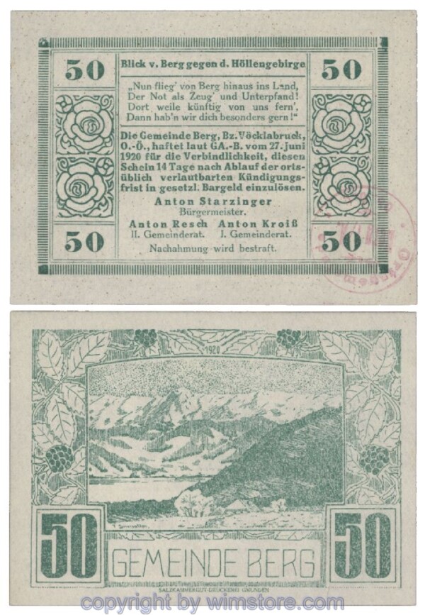 Berg, G0081b, 50 Heller, Gemst., violett; 1