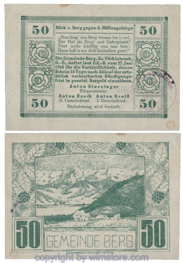 Berg, G0081b, 50 Heller, Gemst., violett; 1-
