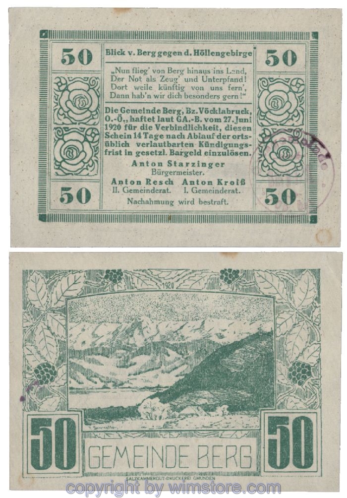 Berg, G0081b, 50 Heller, Gemst., violett; 1-