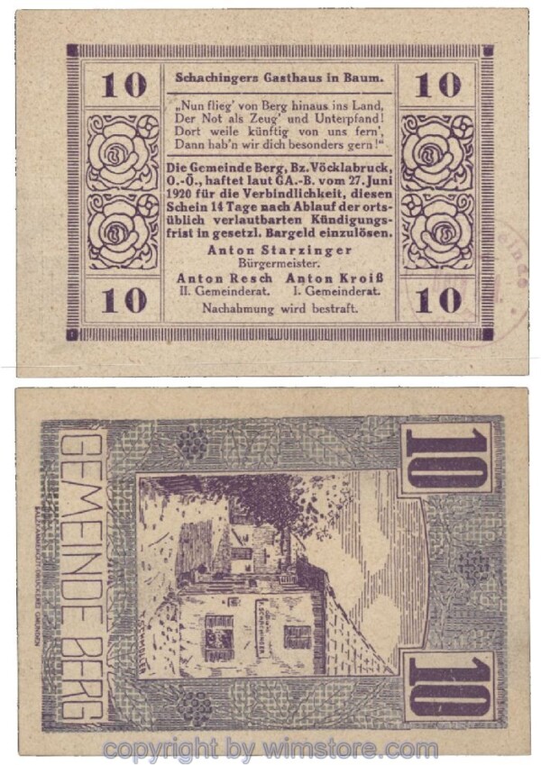 Berg, G0081Ij, 10 Heller, Silber punktiert; 1-