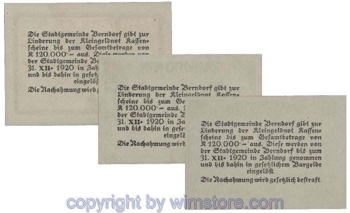 Berndorf, G0083a, Serie 20, 30, 50 Heller; 1