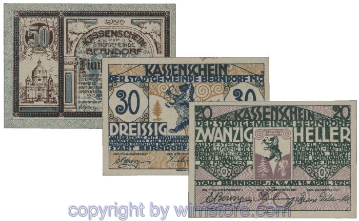 Berndorf, G0083a, Serie 20, 30, 50 Heller; 1-