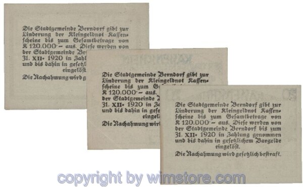 Berndorf, G0083a, Serie 20, 30, 50 Heller; 1-