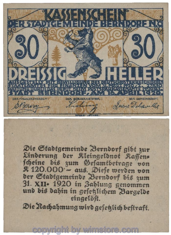 Berndorf, G0083a, 30 Heller; 1