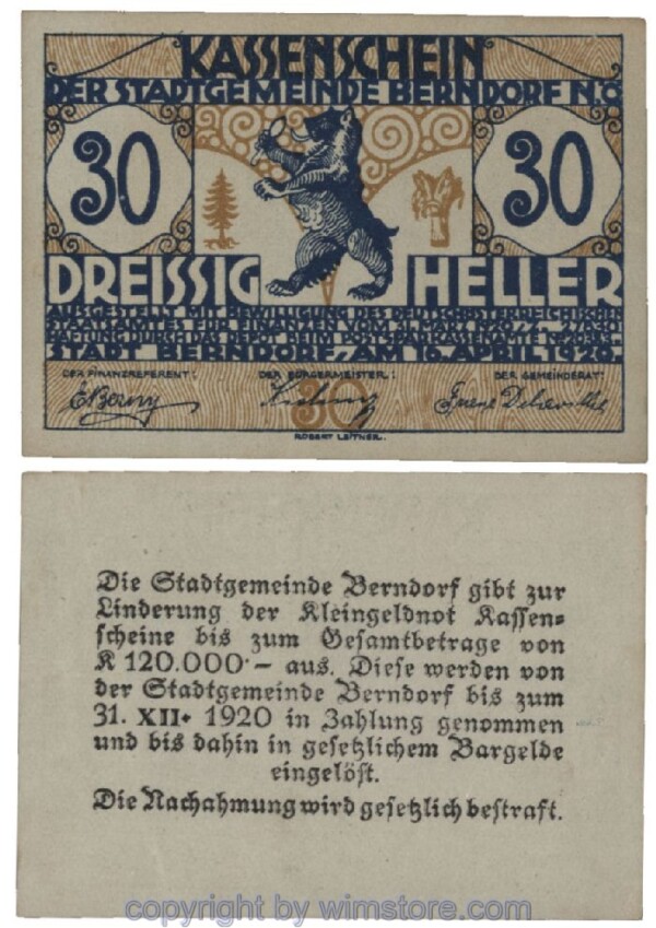 Berndorf, G0083a, 30 Heller; 1-