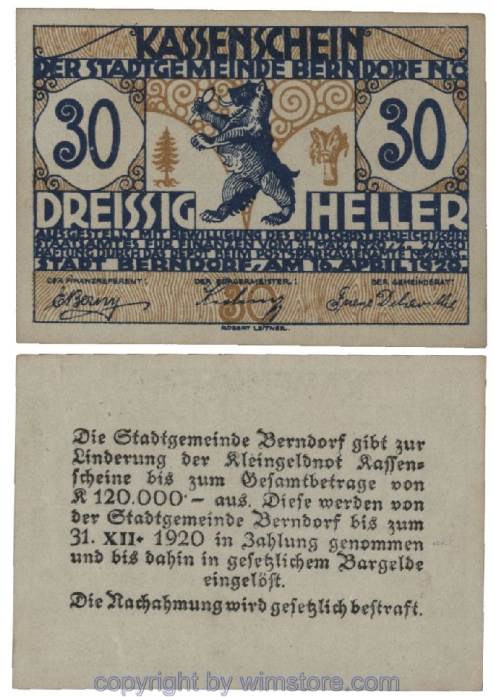 Berndorf, G0083a, 30 Heller; 1-