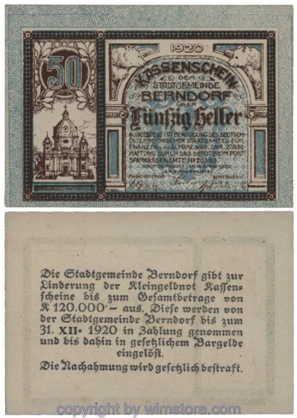 Berndorf, G0083a, 50 Heller; 1