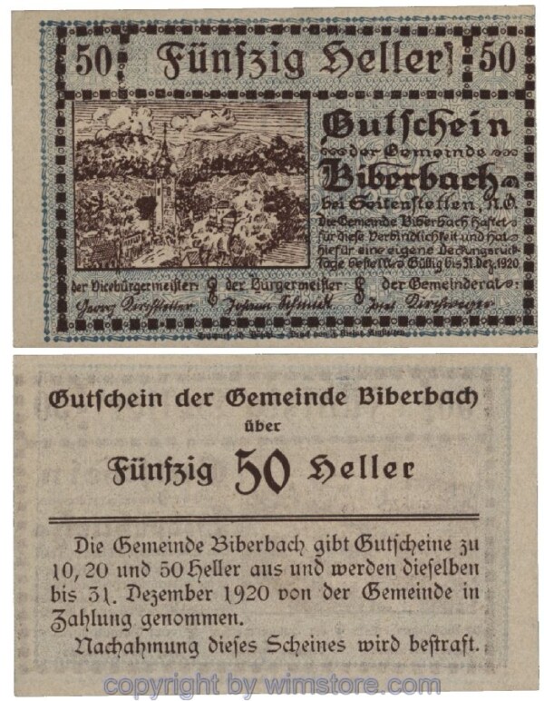 Biberbach, G0086Ib, 50 Heller; 1-