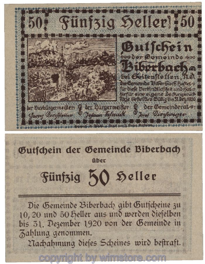 Biberbach, G0086Ib, 50 Heller; 1-