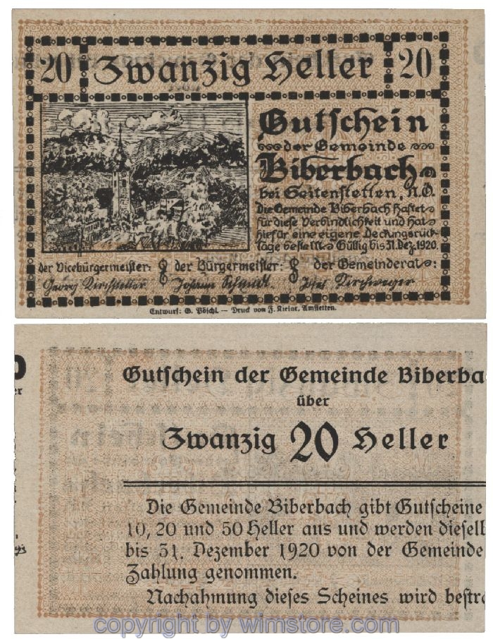 Biberbach, G0086Ib, 50 Heller, Fehldruck; 1