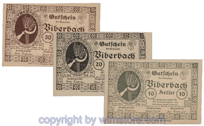 Biberbach, G0086IIc, Serie 10, 20, 50 Heller; 1