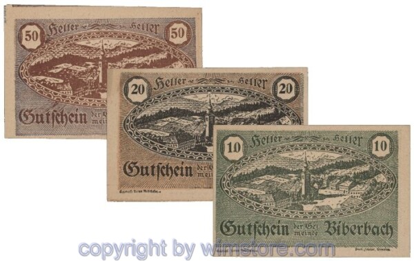 Biberbach, G0086IIc, Serie 10, 20, 50 Heller; 1-
