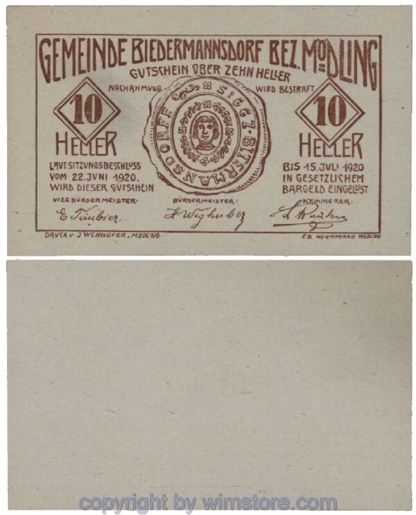 Biedermannsdorf, G0087a, 10 Heller; 1