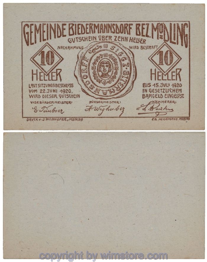 Biedermannsdorf, G0087a, 10 Heller; 1-