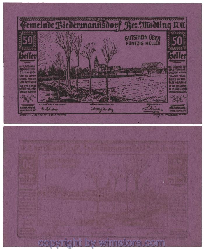 Biedermannsdorf, G0087a, 50 Heller; 1