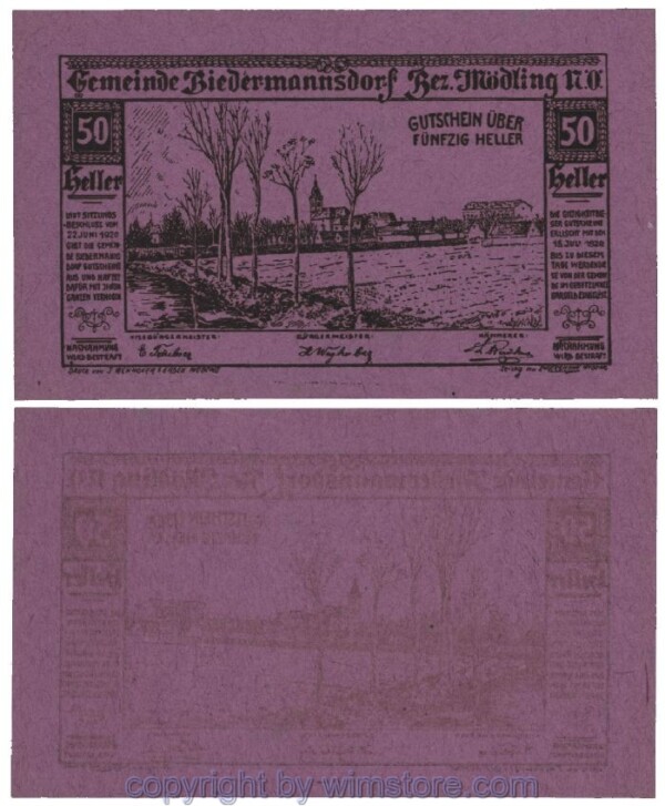Biedermannsdorf, G0087a, 50 Heller; 1-
