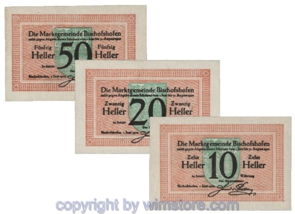 Bischofshofen, G0088b, Serie 10, 20, 50 Heller; 1-