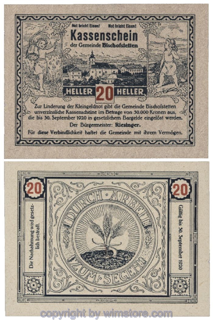 Bischofstetten, G0092a, 20 Heller; 1-