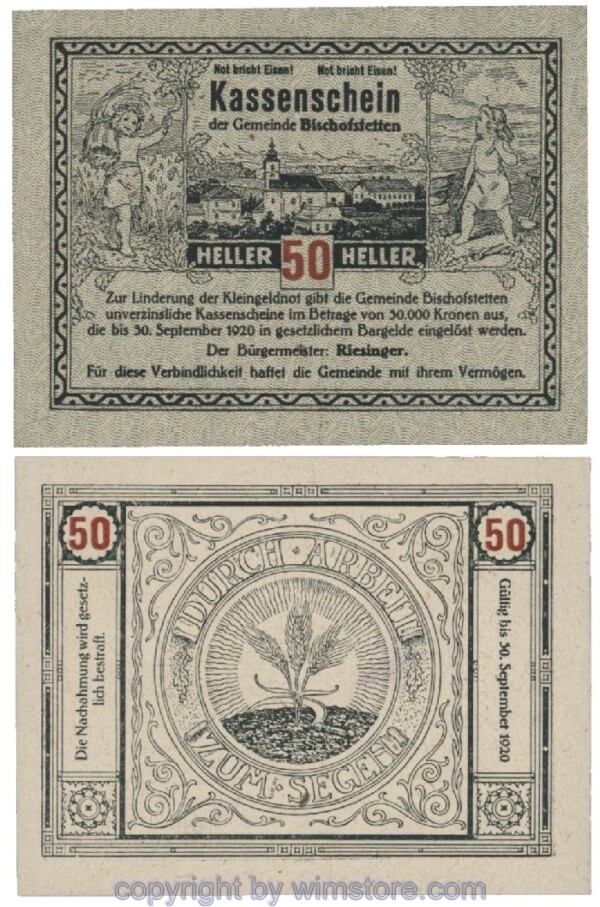 Bischofstetten, G0092a, 50 Heller; 1-