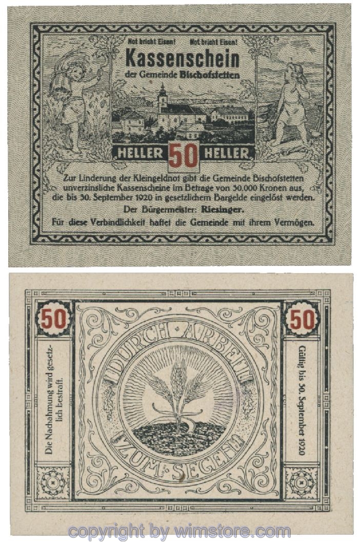 Bischofstetten, G0092a, 50 Heller; 1-