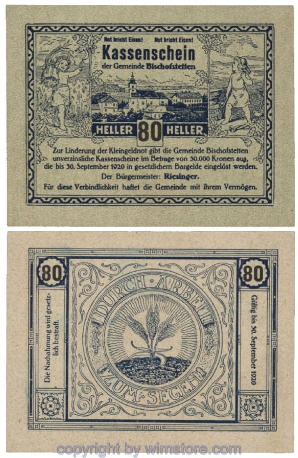 sn101661 Bischofstetten, G0092b, 80 Heller; 1-