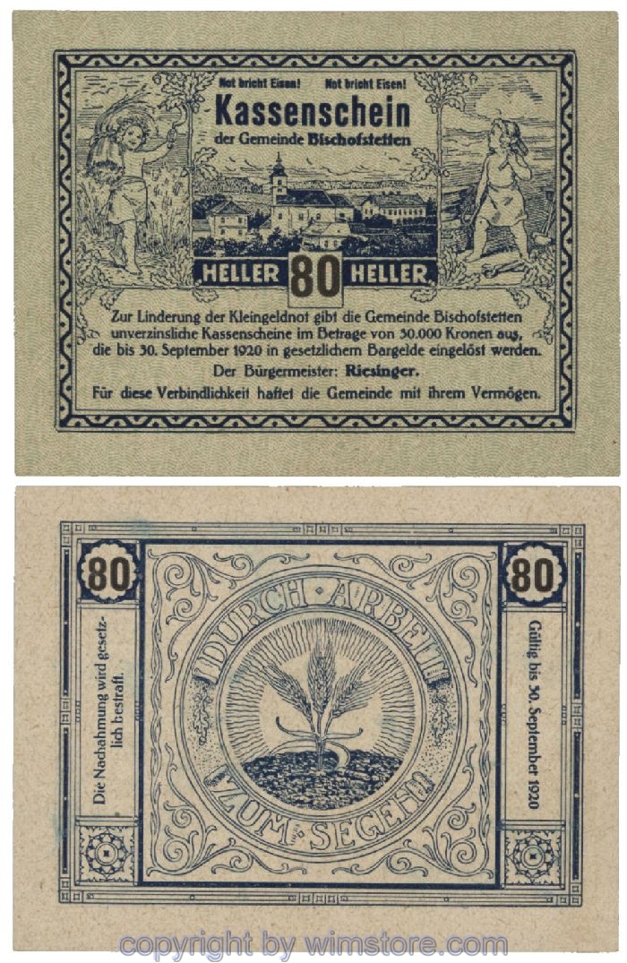 Bischofstetten, G0092b, 80 Heller; 1-