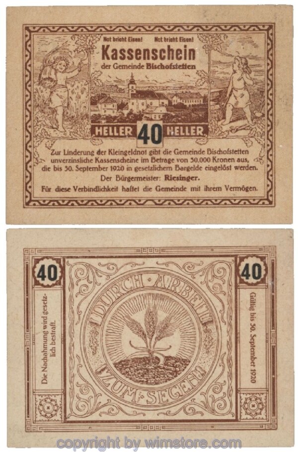 sn101663 Bischofstetten, G0092c, 40 Heller; 1-