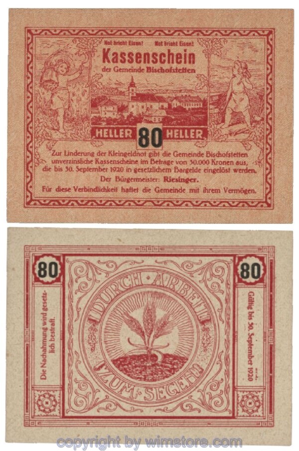 Bischofstetten, G0092c, 80 Heller; 1-