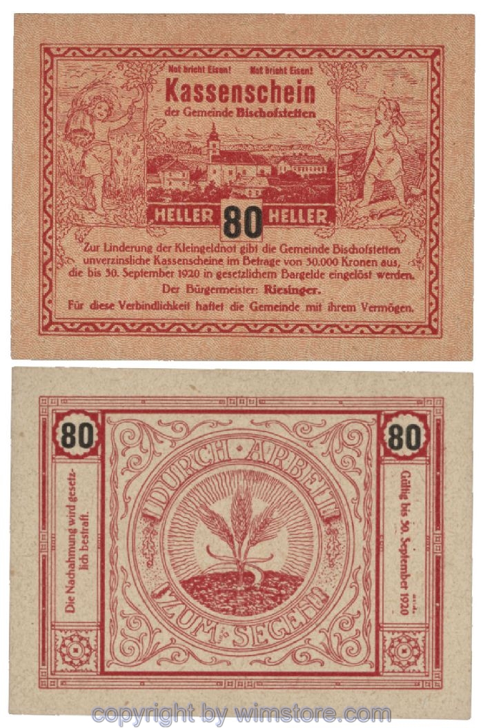 Bischofstetten, G0092c, 80 Heller; 1-