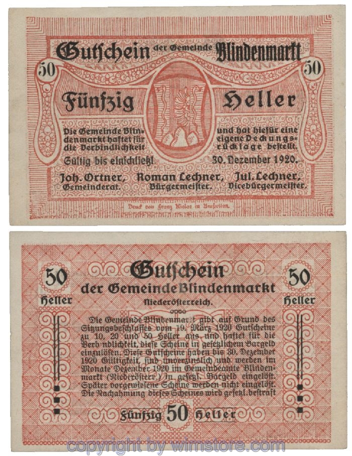 Blindenmarkt, G0093Ia, 50 Heller; 1-