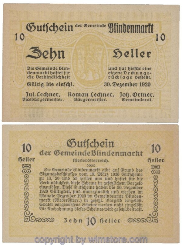 Blindenmarkt, G0093Ib, 10 Heller; 1-