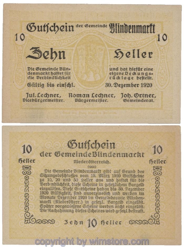 Blindenmarkt, G0093Ib, 10 Heller; 1-