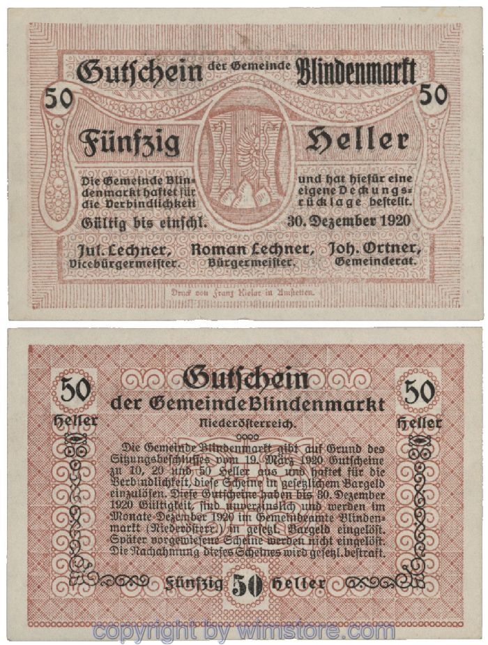 Blindenmarkt, G0093Ic, 50 Heller; 1-