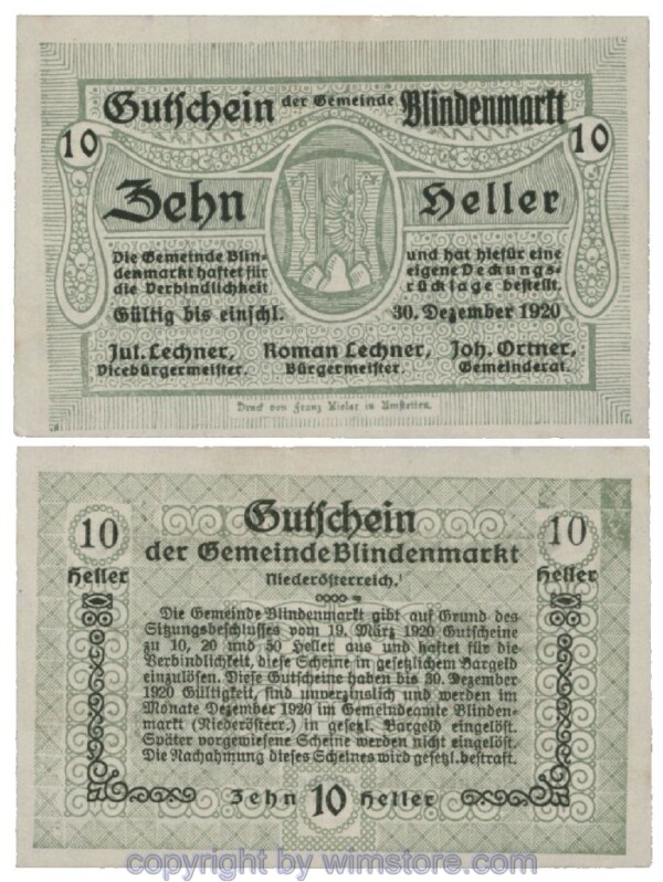 Blindenmarkt, G0093Id, 10 Heller; 1-