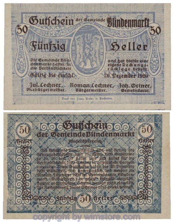 Blindenmarkt, G0093Id, 50 Heller; 1