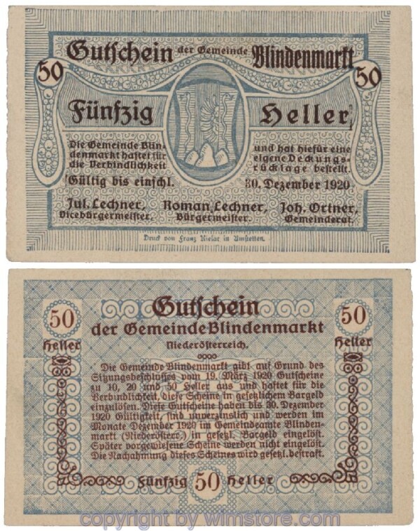 Blindenmarkt, G0093Id, 50 Heller; 1-