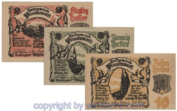 Blindenmarkt, G0093IIa, Serie 10, 20, 50 Heller; 1