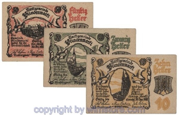 Blindenmarkt, G0093IIa, Serie 10, 20, 50 Heller; 1-