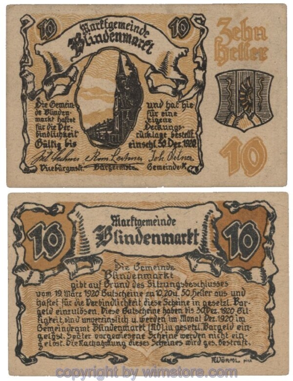 sn101726 Blindenmarkt, G0093IIa, 10 Heller; 1-