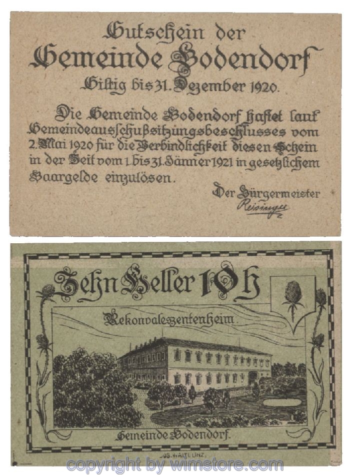 Bodendorf, G0096Ia, 10 Heller, grau; 1-