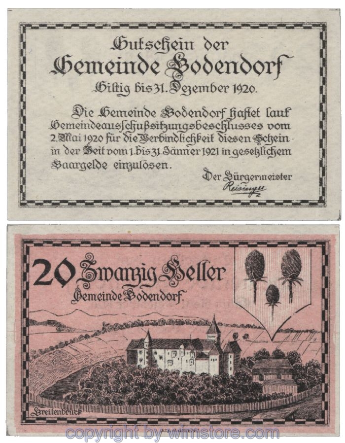 Bodendorf, G0096Ia, 20 Heller; 1-