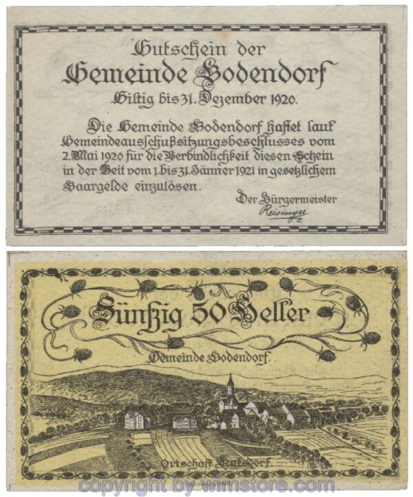 sn101742 Bodendorf, G0096Ia, 50 Heller; 1-