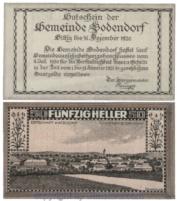 sn101748 Bodendorf, G0096IIa, 50 Heller; 1