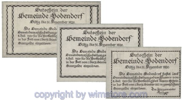 Bodendorf, G0096IIc, Serie 10, 20, 50 Heller; 1