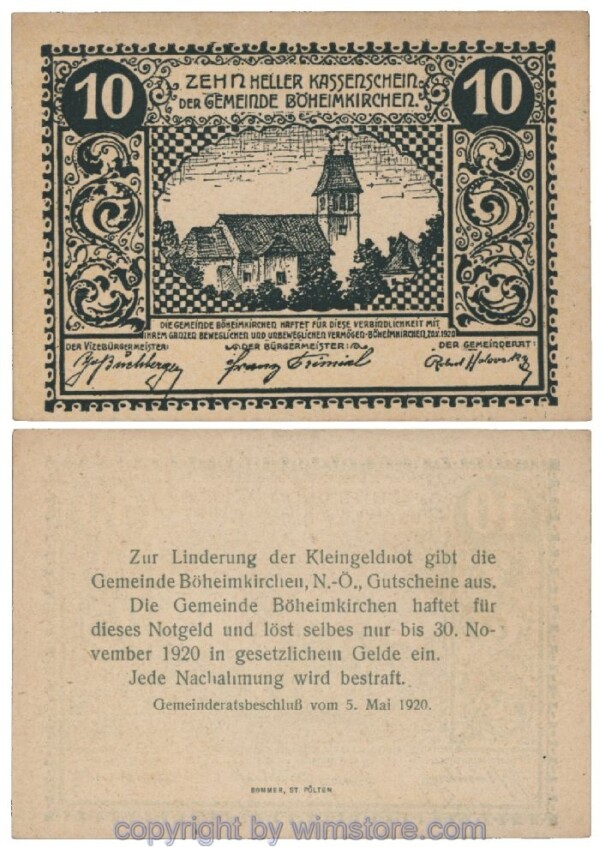 Böheimkirchen, G0097aa, 10 Heller; 1